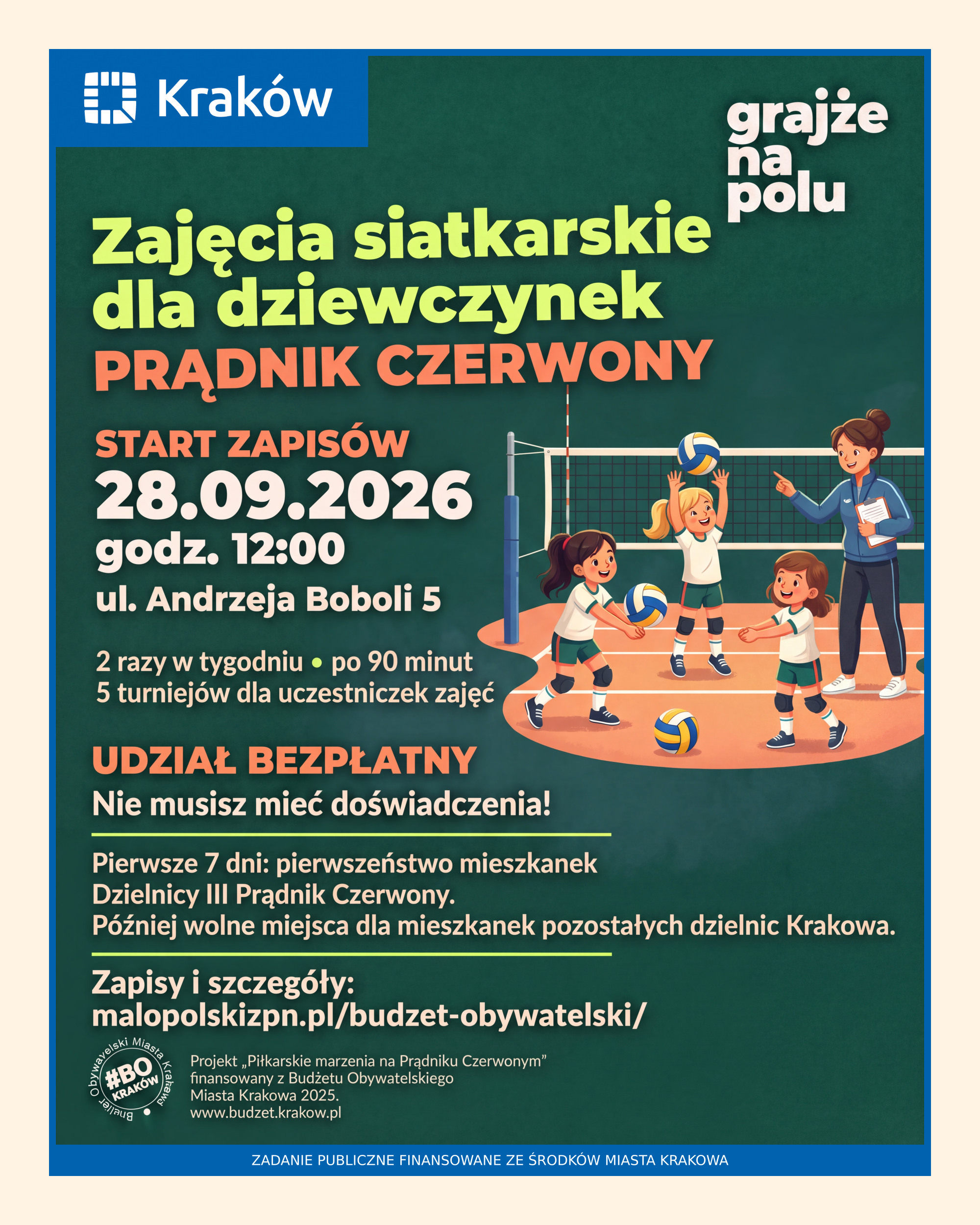 Pradnik Czerwony zajecia siatkarskie ramka